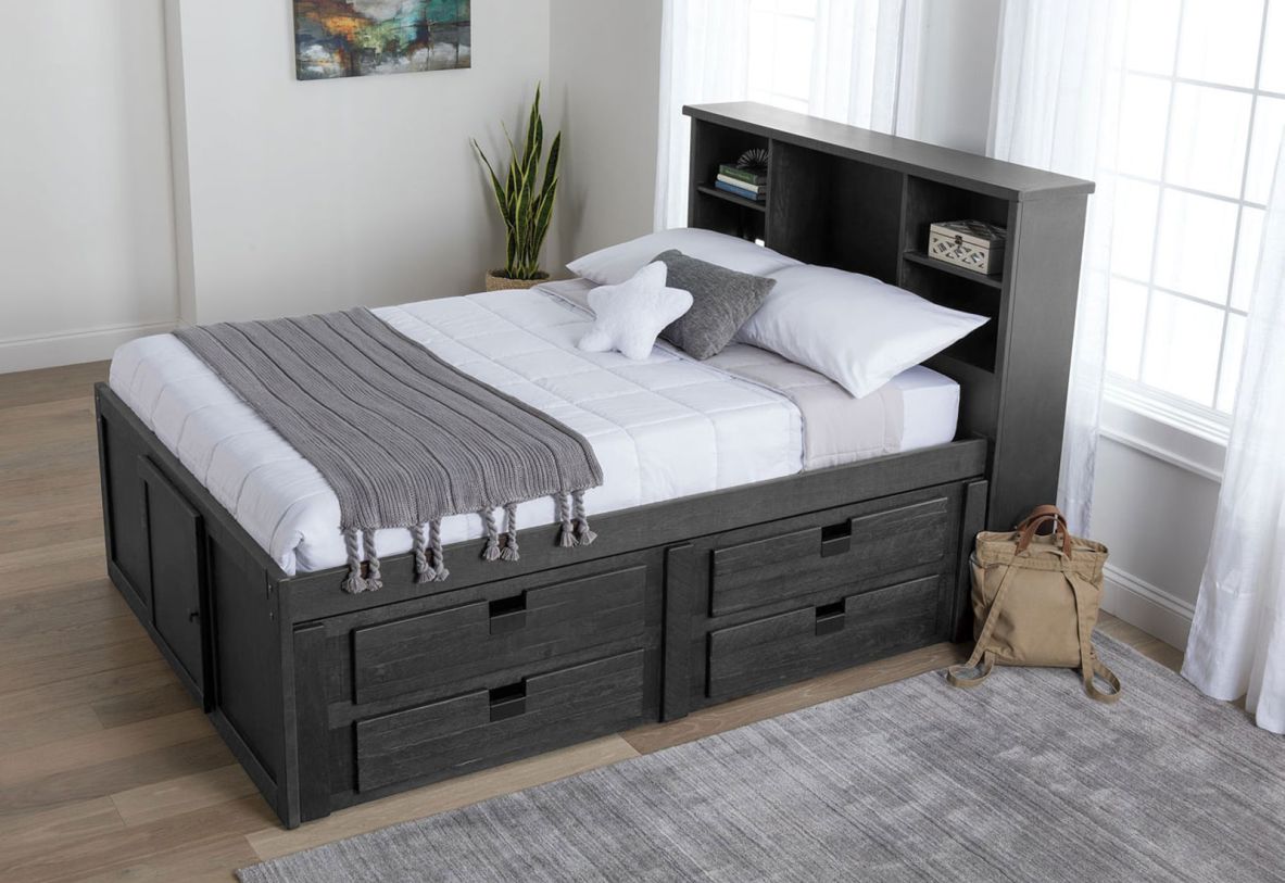 Large image Elements International Vista Captain Bed Twin Storage Bed in Grey MBVT300TCB-R