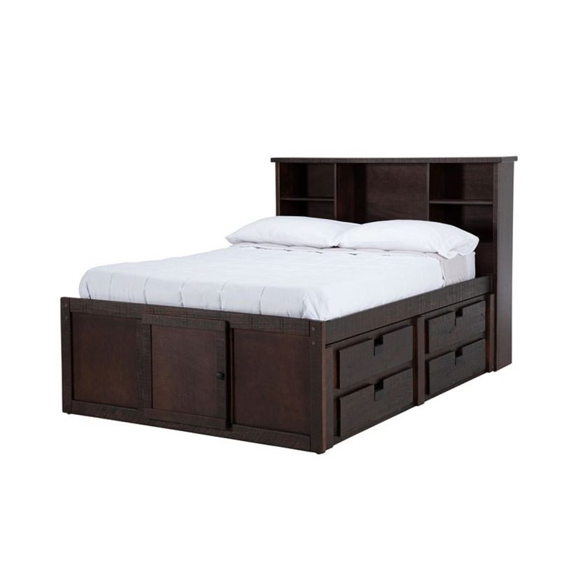 Large image Elements International Vista Captain Bed Twin Storage Bed in Brown MBVT500TCB-R