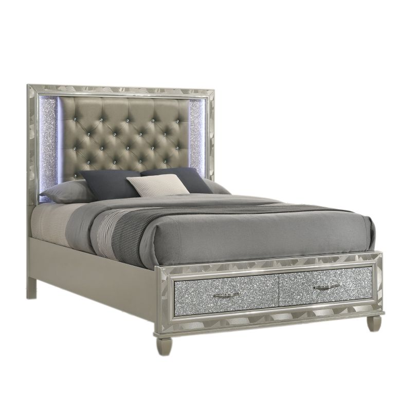 New Classic Radiance 2pc Storage Panel Bedroom Set in Silver