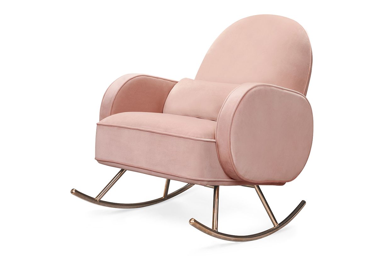 Nursery Works Compass Rocker in Blush Velvet w Rose Gold Legs NW17087BPV