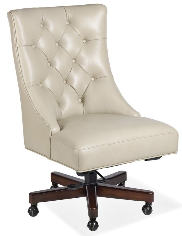Maitland Smith Craven Swivel Tilt Desk Chair in Aris Ivory