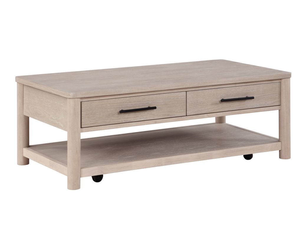 Steve Silver Gabby Cocktail Table with Casters in Washed Oak GAB100C