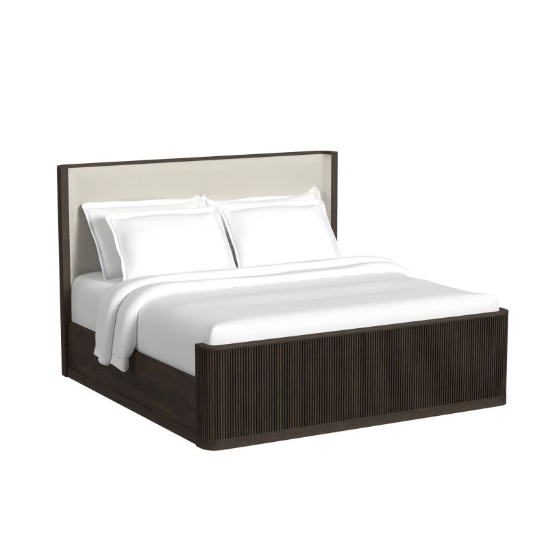 Elements International Sylvie King Upholstered Bed in Dark Brown B-16000-5-KUB