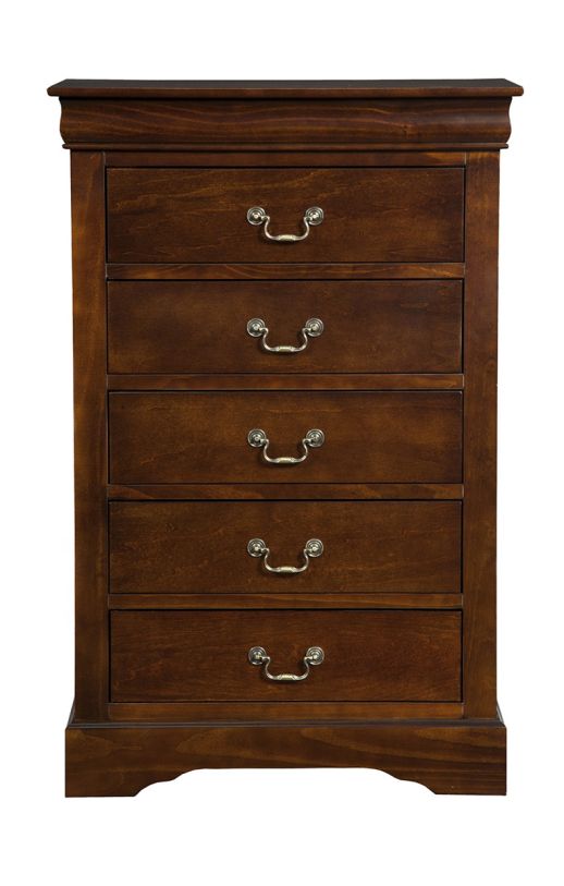 Large image Alpine Furniture West Haven 5 Drawer Tall Boy Chest in Cappuccino