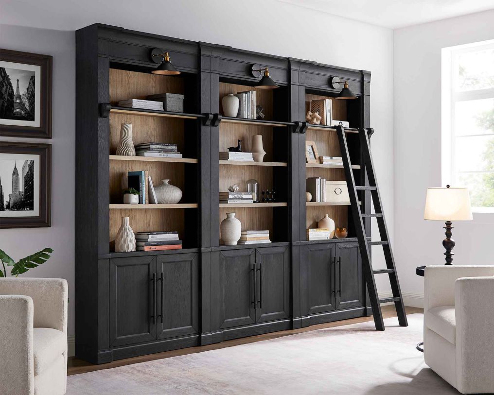 Martin Furniture Willow Lane 94inch Tall Bookcase in Black IMWL4094B, image size:1016x813