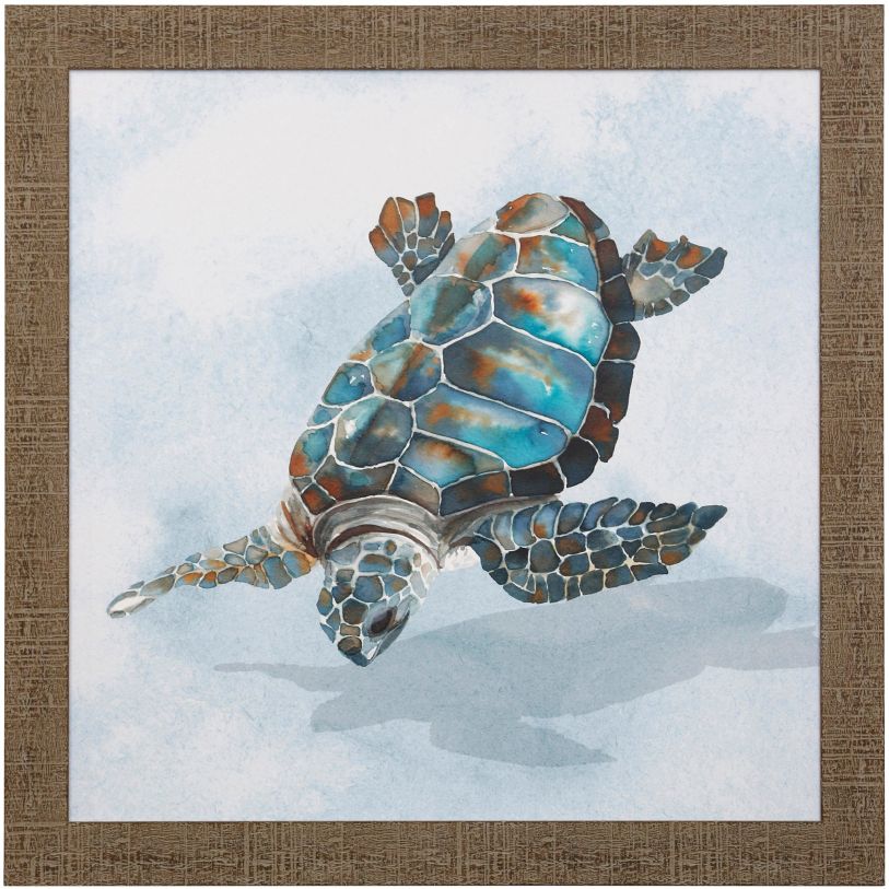 ★Original ART ‘Turtle’ StyleCraft Blue Sea Turtle II Textured Framed Print WM23969
