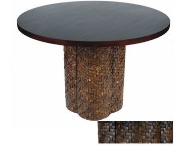 Indo Puri Java 40" Round Dining Table in Brown