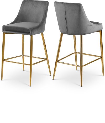 Meridian Karina Velvet Counter Stool in Grey Velvet 789Grey C