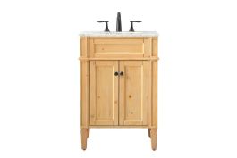 Elegant 24 In. Single Bathroom Vanity in Natural Wood VF12524NW