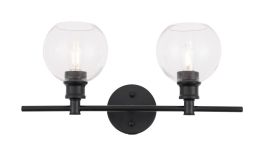 Elegant Collier 2 Light Black and Clear Glass Wall Sconce LD2314BK