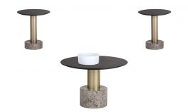 SUNPAN Monaco 3-Pieces Coffee Table Set in Charcoal Grey/Gold/Grey Marble