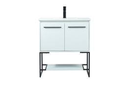 Elegant 30 In. Single Bathroom Vanity in White VF42530MWH