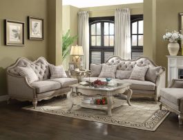 Acme Chelmsford 2-Piece Fabric Living Room Set in Beige EST SHIP