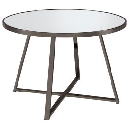 Coaster Jillian Round Dining Table with Tempered Mirror Top Black Nickel
in Black Nickel 120630