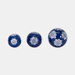Sagebrook Home Cer, S/3 Chinoiserie Lotus Orbs, 4/5/6