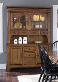 Liberty Furniture Treasures Complete China in Rustic Oak Finish EST SHIP TIME APPX 4 WEEKS