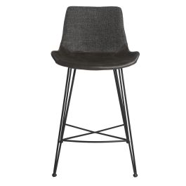 Euro Style Alisa Counter Stool in Dark Gray Fabric and Dark Gray PU with Matte Black Legs 17647DKGRY