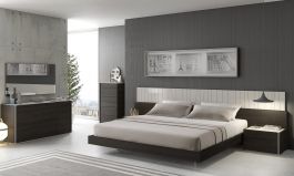 J&M Furniture Porto Premium Bedroom Set in Light Grey 17867