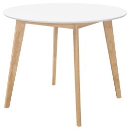 Coaster Breckenridge Round Dining Table Matte White and Natural Oak in Matte White 192790