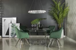 Coaster Furniture Veena Round Dining Table in Silver