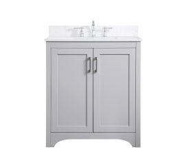 Elegant 30 In. Single Bathroom Vanity in Grey with Backsplash VF17030GR-BS