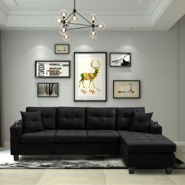 Mega Right Sectional Sofa w/ Footrest, Grey FedEx/UPS