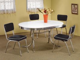 Coaster 5pc Oval Retro Dining Set with Black Chairs 2065BLK