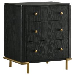 Coaster Arini 3-drawer Nightstand Bedside Table with USB Outlet Black in Black 224332