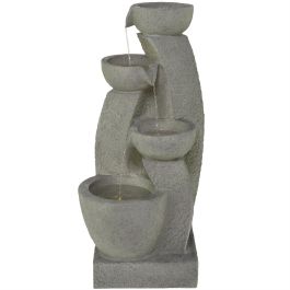 UMA Gray Fiberglass 4 Tier Fountain with LED Light, 20