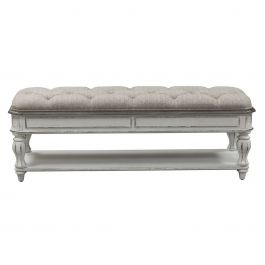 Liberty Magnolia Manor Bed Bench in Antique White 244-BR47 EST SHIP TIME APPX 4 WEEKS