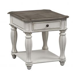 Liberty Magnolia Manor End Table in Antique White 244-OT1020 EST SHIP TIME APPX 4 WEEKS