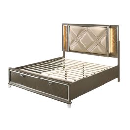 ACME Skylar Queen Bed w/ Storage in Dark Champagne 25320Q EST SHIP TIME APPX 4 WEEKS