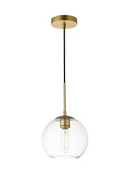 Elegant Baxter 1 Light Brass Pendant with Clear Glass LD2206BR