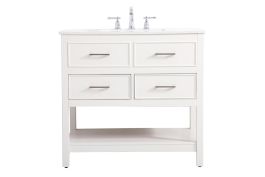 Elegant 36 In. Single Bathroom Vanity in White VF19036WH