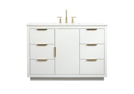 Elegant 48 In. Single Bathroom Vanity in White VF19448WH