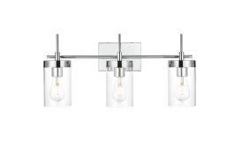 Elegant Benny 3 Light Chrome and Clear Bath Sconce LD7319W24CH