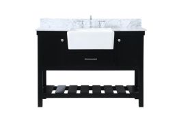 Elegant 48 In. Single Bathroom Vanity in Black with Backsplash VF60148BK-BS