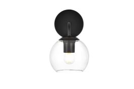 Elegant Genesis 1 Light Black and Clear Bath Sconce LD7321W6BLK