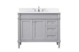 Elegant 42 In. Single Bathroom Vanity in Grey with Backsplash VF31842GR-BS