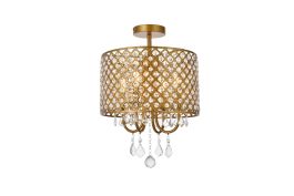 Elegant Elise 14 In. Flush Mount in Brass LD710F14BR CLOSEOUT