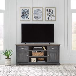 Liberty Furniture Ocean Isle 64 Inch Entertainment TV Stand in Slate with Weathered Pine 303G-TV64 EST SHIP TIME APPX 4 WEEKS