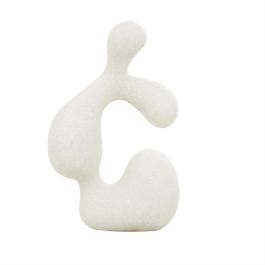 UMA White Polystone Abstract Curved Shaped Decorative Sculpture with Speckled Texturing, 7