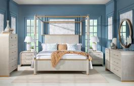 Legacy Classic Miramar 2pc Panel Bedroom Set with Canopy and Acrylic Posts in White 3300