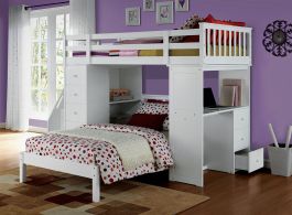 Acme Freya Loft Bed Set with Twin Bed in White 37145/37152