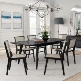 Euro Style Lawrence 7pc Extension Dining Set in Black