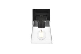 Elegant Merrick 1 Light Black and Clear Bath Sconce LD7312W5BLK CLOSEOUT