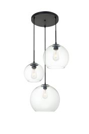 Elegant Baxter 3 Lights Black Pendant with Clear Glass LD2218BK