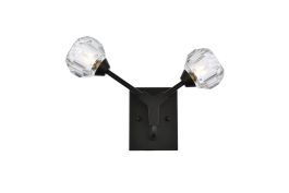 Elegant Zayne 2 Light Wall Sconce in Black  3508W15BK CLOSEOUT