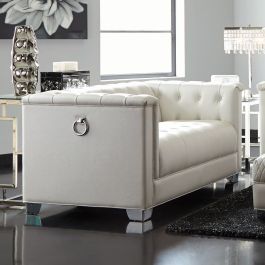 Coaster Furniture Chaviano Tufted Loveseat in Pearl White 505392
