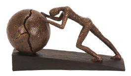 UMA Brown Polystone People Decorative Sculpture with Ball, 5